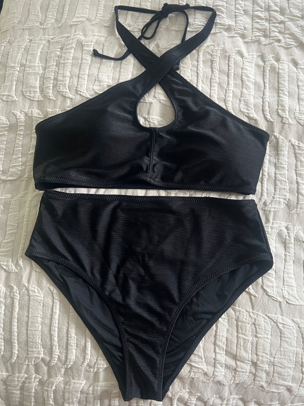 Mono B Black High-Waist Two-Piece Swim Set